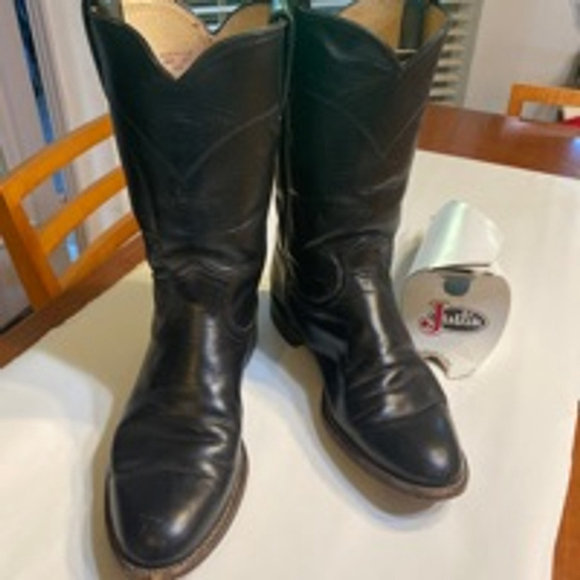 Women's Justin Black Leather Cowboy Boots Size 6B